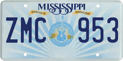 MS license plate ZMC953