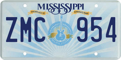 MS license plate ZMC954