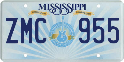 MS license plate ZMC955