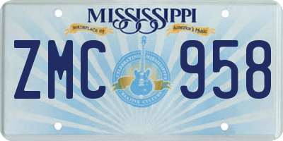 MS license plate ZMC958