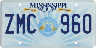 MS license plate ZMC960