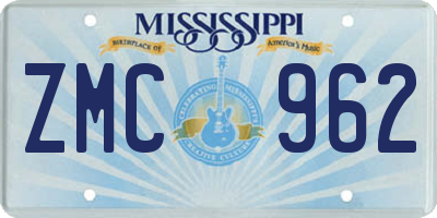 MS license plate ZMC962