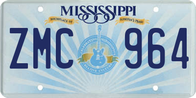 MS license plate ZMC964