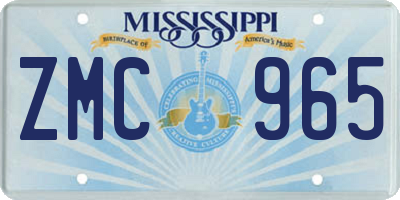 MS license plate ZMC965