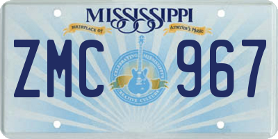 MS license plate ZMC967