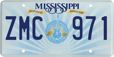 MS license plate ZMC971
