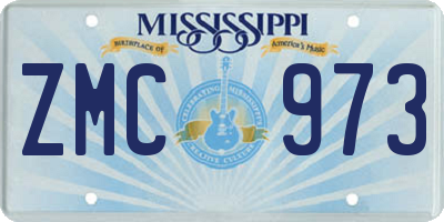 MS license plate ZMC973