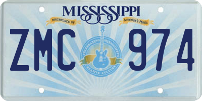 MS license plate ZMC974