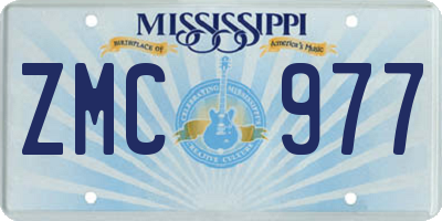 MS license plate ZMC977