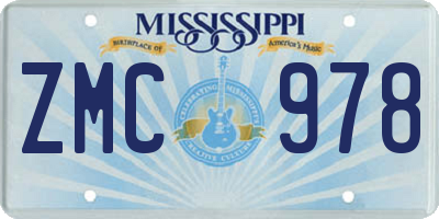 MS license plate ZMC978