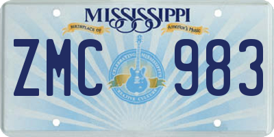 MS license plate ZMC983