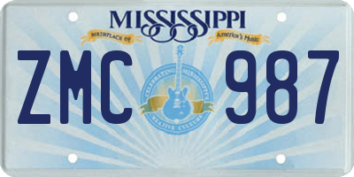 MS license plate ZMC987