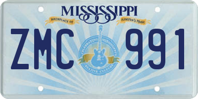 MS license plate ZMC991