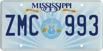 MS license plate ZMC993