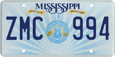 MS license plate ZMC994