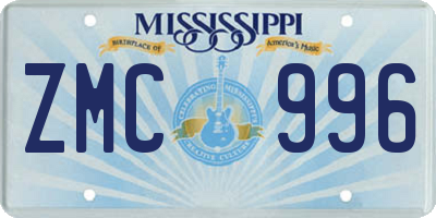 MS license plate ZMC996