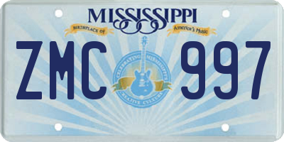 MS license plate ZMC997