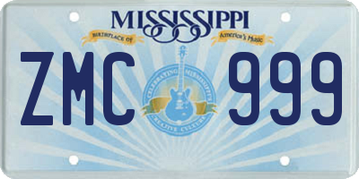MS license plate ZMC999