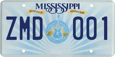 MS license plate ZMD001