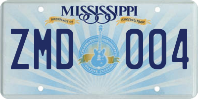 MS license plate ZMD004