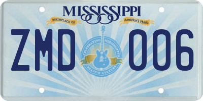 MS license plate ZMD006