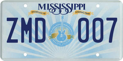 MS license plate ZMD007