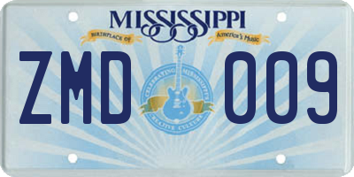 MS license plate ZMD009