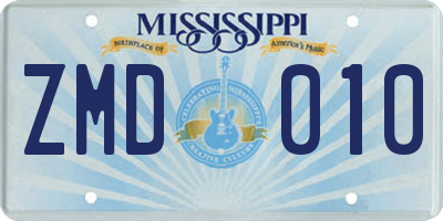 MS license plate ZMD010
