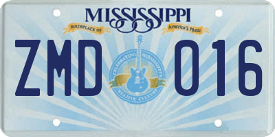 MS license plate ZMD016