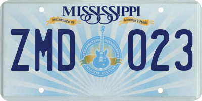 MS license plate ZMD023