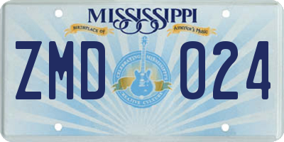 MS license plate ZMD024