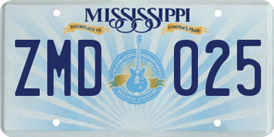 MS license plate ZMD025