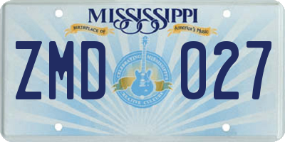 MS license plate ZMD027