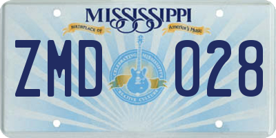 MS license plate ZMD028
