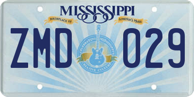 MS license plate ZMD029