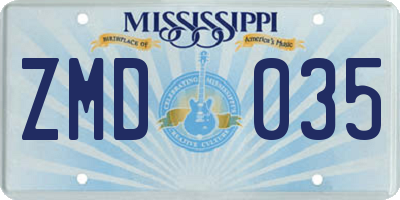 MS license plate ZMD035