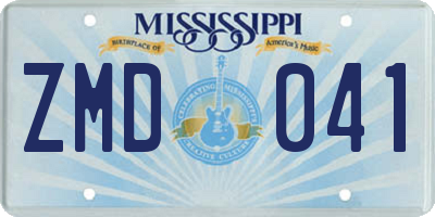 MS license plate ZMD041