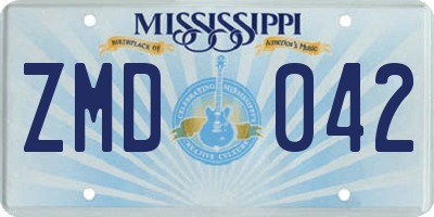 MS license plate ZMD042