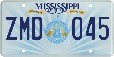 MS license plate ZMD045