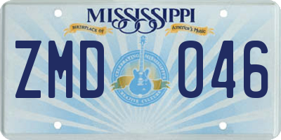 MS license plate ZMD046