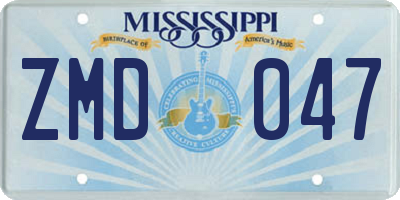 MS license plate ZMD047