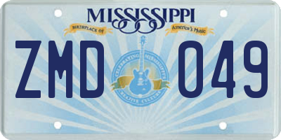 MS license plate ZMD049
