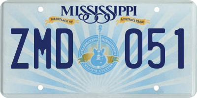 MS license plate ZMD051