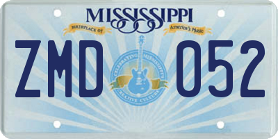 MS license plate ZMD052