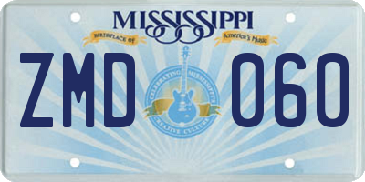MS license plate ZMD060