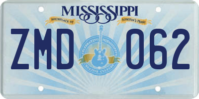 MS license plate ZMD062