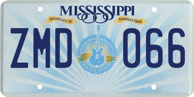 MS license plate ZMD066