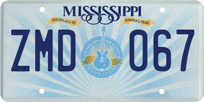 MS license plate ZMD067