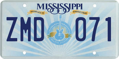 MS license plate ZMD071