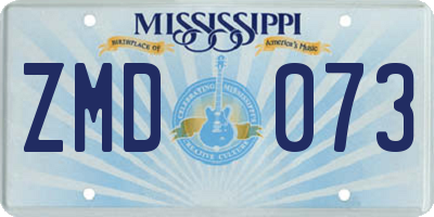 MS license plate ZMD073
